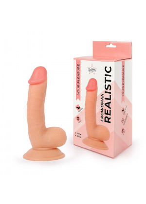 Телесный реалистичный фаллоимитатор Erowoman - 18 см.