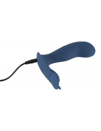 Синий вибростимулятор простаты Vibrating Butt Plug - 11,7 см.
