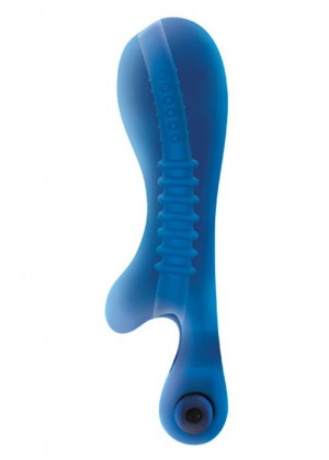Синий мастурбатор с вибростимулятором мошонки Renegade Ball Tugging Stroker