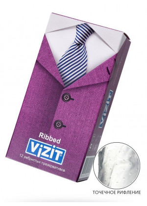 Ребристые презервативы VIZIT Ribbed - 12 шт.