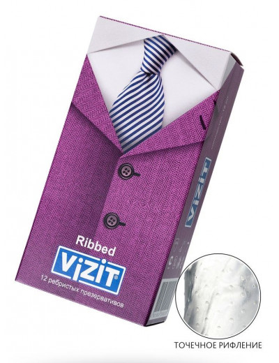 Ребристые презервативы VIZIT Ribbed - 12 шт.