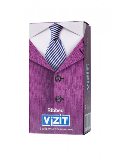Ребристые презервативы VIZIT Ribbed - 12 шт.