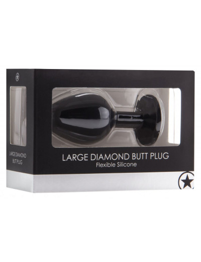 Черная анальная пробка с прозрачным кристаллом Diamond Butt Plug - 8 см.