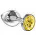 Большая серебристая анальная пробка Diamond Yellow Sparkle Large с жёлтым кристаллом - 8 см.