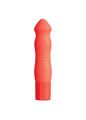 Оранжевый силиконовый вибромассажёр NEON BLISS VIBRATOR - 9 см.