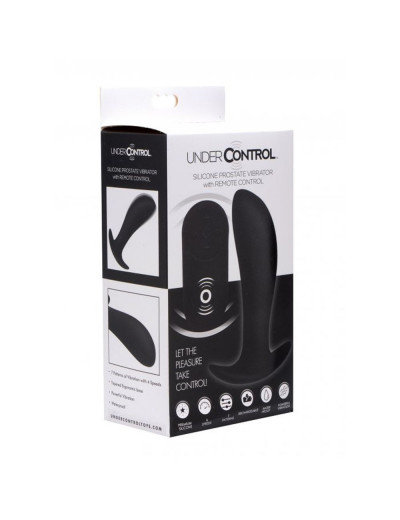Черный стимулятор простаты Silicone Prostate Vibrator with Remote Control - 12 см.