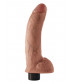 Кофейный виброфаллос со съемной присоской 9  Vibrating Cock with Balls - 22,9 см.