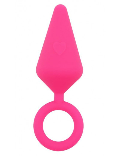 Розовая анальная пробка с кольцом Candy Plug L - 13,2 см.