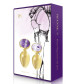 Набор из 2 золотистых анальных пробок с фиолетовыми кристаллами Booty Plug Original Luxury Set