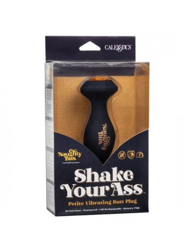 Черная анальная вибропробка с оранжевым кристаллом Naughty Bits Shake Your Ass - 10,75 см.