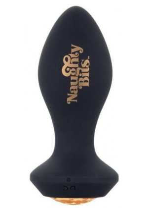 Черная анальная вибропробка с оранжевым кристаллом Naughty Bits Shake Your Ass - 10,75 см.