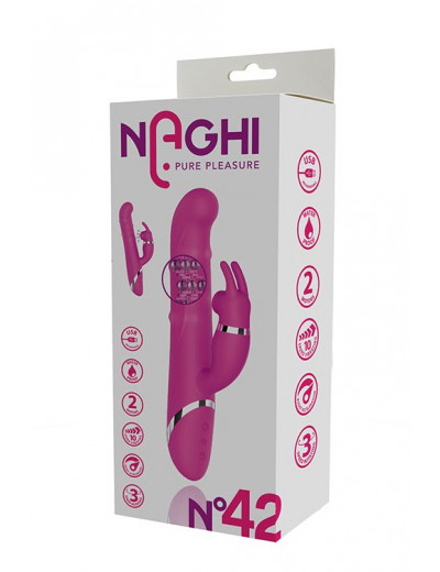 Розовый вибратор-кролик NAGHI NO.42 RECHARGEABLE DUO VIBRATOR - 24 см.