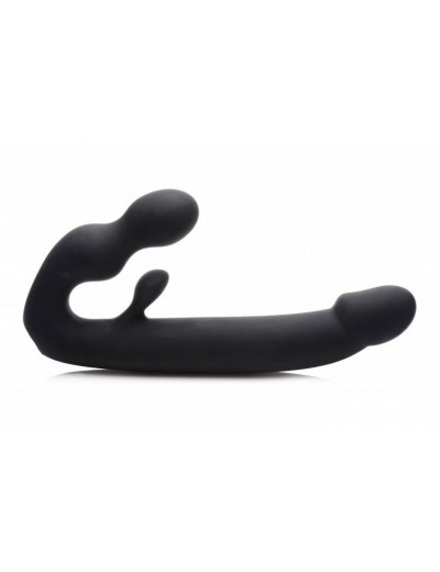 Черный безремневой страпон Tri-Volver Rechargeable Strapless Strap On