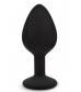 Черная силиконовая анальная пробка с прозрачным кристаллом - 8 см.