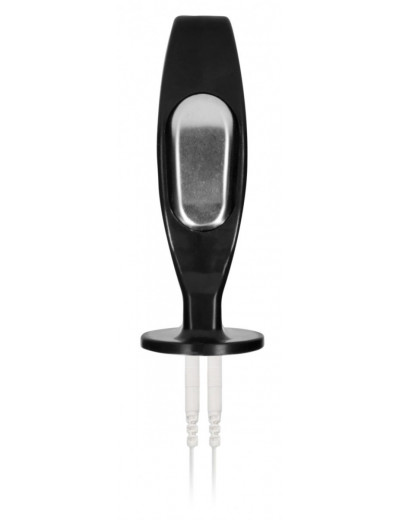 Черный электростимулятор с проводящей насадкой E-Stim Hollow Butt Plug - 7,8 см.
