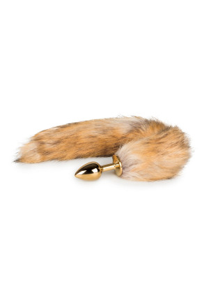 Золотистая анальная пробка с лисьим хвостом Fox Tail Plug