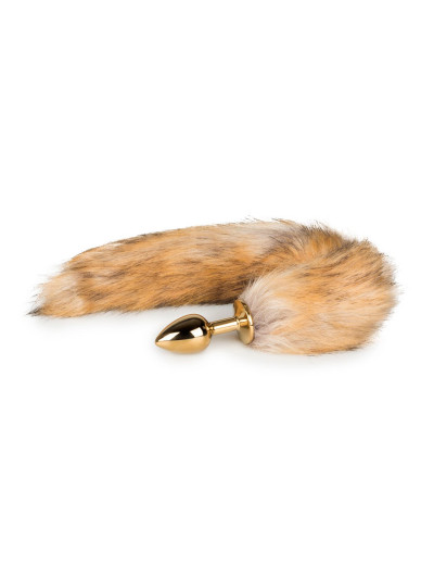 Золотистая анальная пробка с лисьим хвостом Fox Tail Plug