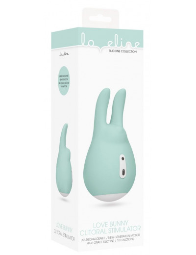 Зеленый клиторальный стимулятор Love Bunny с ушками - 9,5 см.