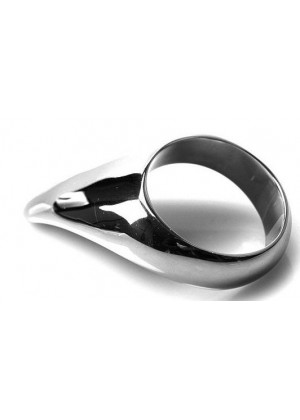 Серебристое металлическое эрекционное кольцо Teardrop Cockring
