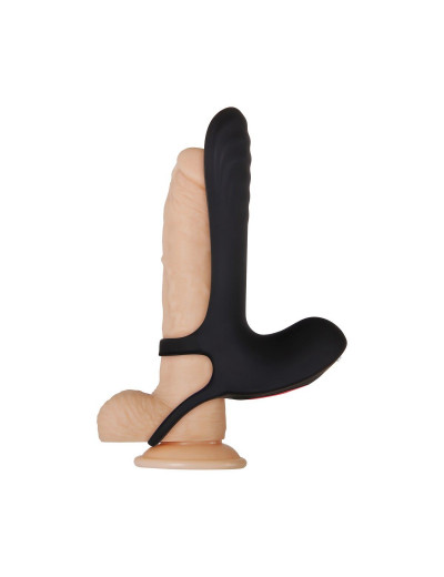 Черная насадка-эректор с пультом ДУ Vibrating Girth Enhancer