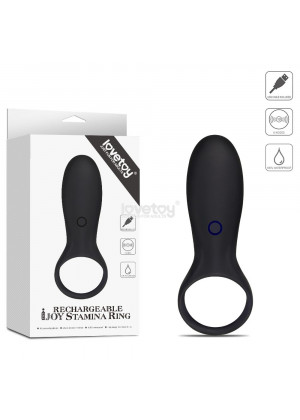 Черное эрекционное виброкольцо IJOY Rechargeable Stamina Ring