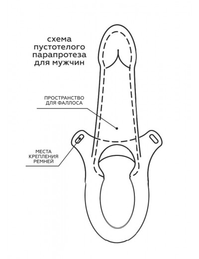 Телесный пустотелый фаллопротез с бандажом - 17 см.