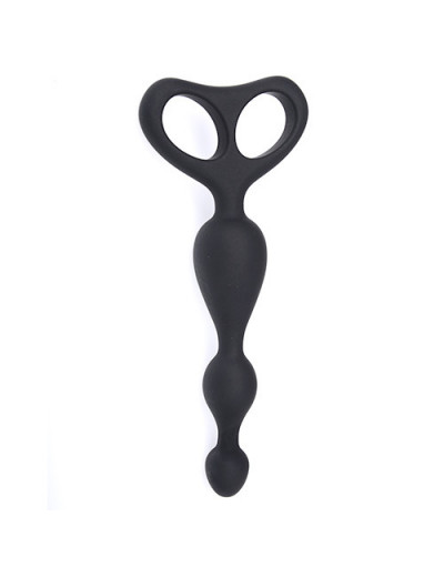 Чёрная анальная цепочка ANAL ANCHOR SILICONE - 16,5 см.