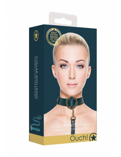 Зеленый ошейник с поводком Collar With Leash