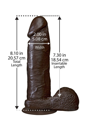 Коричневый фаллоимитатор The Realistic Cock 8” with Removable Vac-U-Lock Suction Cup - 20,57 см.