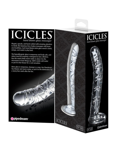 Прозрачный стеклянный стимулятор Icicles № 60 - 15 см.