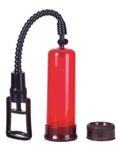 Вакуумная помпа с двумя сменными насадками NEW STAY HARD PUMP CLEAR RED