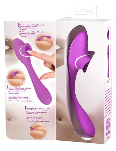 Лиловый гнущийся вибратор Licking Vibe - 22,3 см.