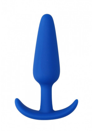Синяя анальная пробка для ношения Slim Butt Plug - 8,3 см.