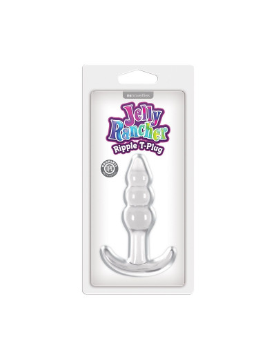 Прозрачная анальная пробка Jelly Rancher T-Plug Ripple - 11 см.