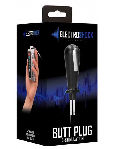 Черный электростимулятор с проводящей насадкой E-Stim Butt Plug - 8 см.