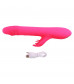 Розовый вибратор с клиторальным стимулятором Thrusting Rabbit - 25,3 см.