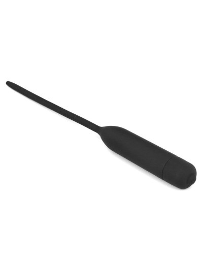 Черный уретральный виброплаг Silicone Vibrating Urethral Dilator - 21 см.