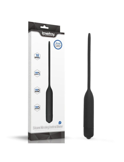 Черный уретральный виброплаг Silicone Vibrating Urethral Dilator - 21 см.
