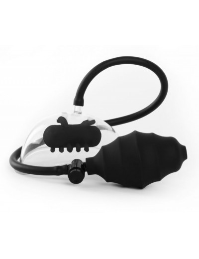 Чёрная вакуумная вибропомпа Vibrating Pussy Pump