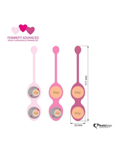 Набор из 3 розовых вагинальных шариков FemmeFit Advanced Pelvic Muscle Training Set