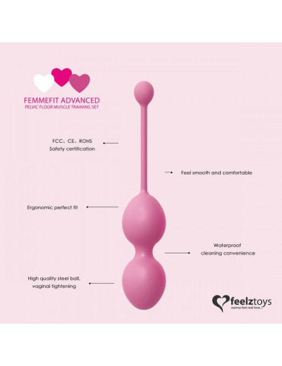 Набор из 3 розовых вагинальных шариков FemmeFit Advanced Pelvic Muscle Training Set