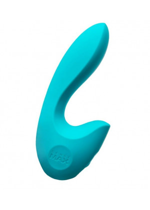 Бирюзовый вибратор Sense Max с клиторальным стимулятором - 16 см.