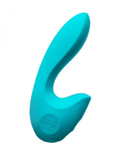 Бирюзовый вибратор Sense Max с клиторальным стимулятором - 16 см.