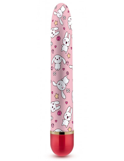 Яркий вибромассажёр с принтом Sweet Bunny - 17,8 см.
