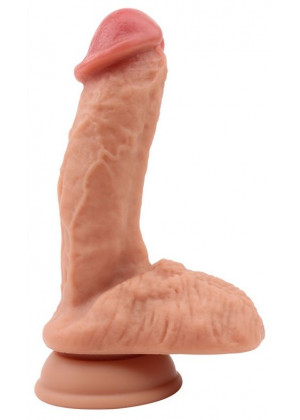 Телесный фаллоимитатор на присоске The Real Deal Dildo - 18 см.