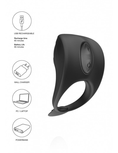 Черное эрекционное виброкольцо с электростимуляцией C-spot Massager