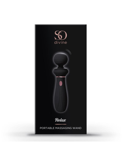 Черный вибратор So Divine Relax Portable Massage Wand - 24 см.