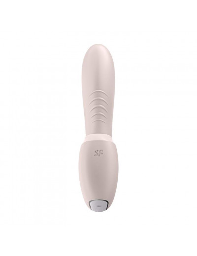 Нежно-розовый вибратор с вакуумным стимулятором Sunray - 14,8 см.