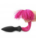 Черная анальная пробка с розовым хвостом Silicone Anal Plug with Pony Tail