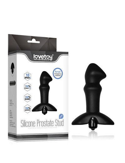 Черный вибромассажер простаты Prostate Stud - 11,4 см.
